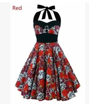 2019 Plus Size Women Floral Skull Print Off Shoulder Halter Dress Retro Vintage Hepburn Pin Up Rockabilly Vestido S/5XL K1068
2019 Plus Size Women Floral Skull Print Off Shoulder Halter Dress Retro Vintage Hepburn Pin Up Rockabilly Vestido S/5XL K1068