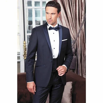 New costume homme Groomsmen Shawl Satin Lapel Groom Tuxedos Navy Blue Mens Suits Wedding Men Blazer suit 2017 (Jacket+Pants)
New costume homme Groomsmen Shawl Satin Lapel Groom Tuxedos Navy Blue Mens Suits Wedding Men Blazer suit 2017 (Jacket+Pants)
