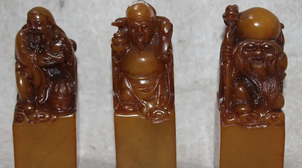 Natural Shoushan Stone 3 Longevity God Fu Lu Shou Imperial Seal Stamp Signet Set
Natural Shoushan Stone 3 Longevity God Fu Lu Shou Imperial Seal Stamp Signet Set