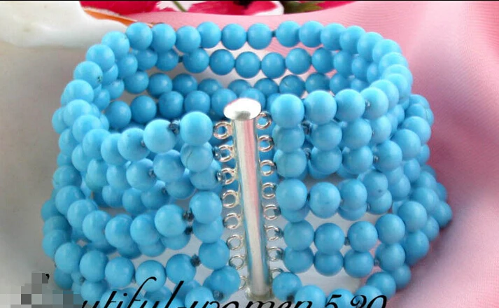 FREE shipping>>>>Z1700 BEAUTIFUL 8row 6mm sky-blue turquoise bead bracelet 925silver
FREE shipping>>>>Z1700 BEAUTIFUL 8row 6mm sky-blue turquoise bead bracelet 925silver