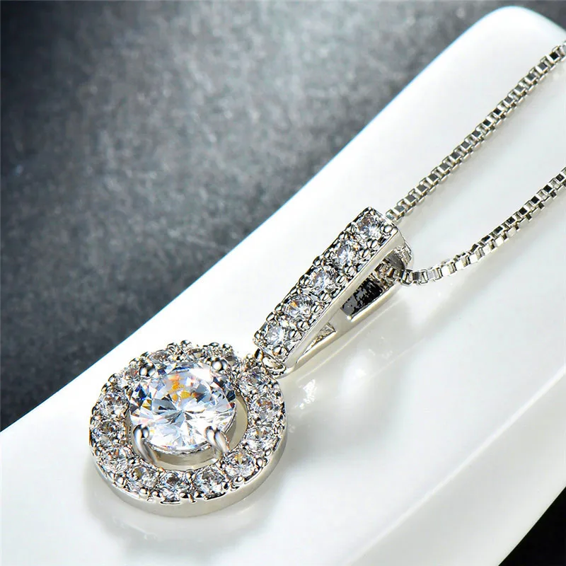 Bamos Brand Small Round CZ Pendant High Quality White Gold Filled Crystal Long Chain Necklaces For Women 2018 New Arrival
Bamos Brand Small Round CZ Pendant High Quality White Gold Filled Crystal Long Chain Necklaces For Women 2018 New Arrival