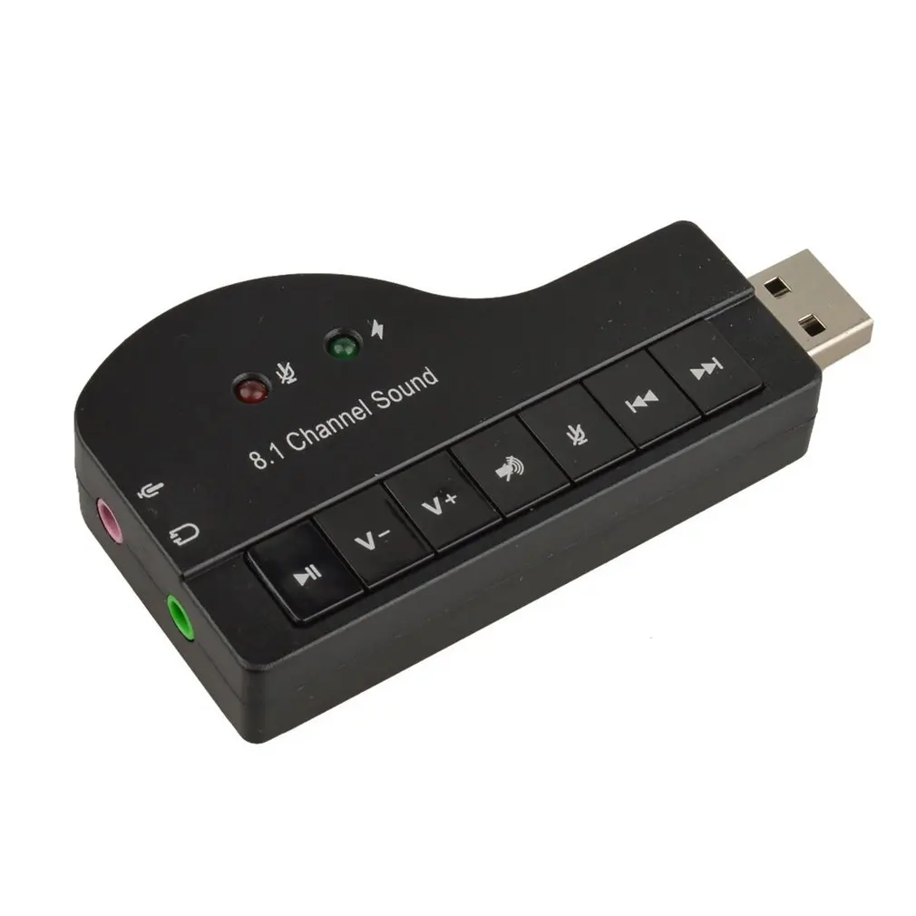 USB Sound Card Virtual 8.1 Channel 3D Audio Adapter With LED Light for Desktop Laptop Notebook Computer
USB Sound Card Virtual 8.1 Channel 3D Audio Adapter With LED Light for Desktop Laptop Notebook Computer