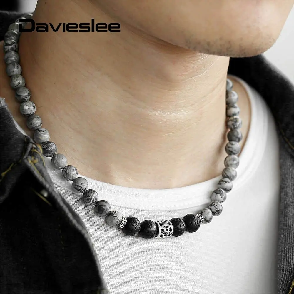 Natural Tiger Eyes Stone Lava Bead Choker Necklace for Men Women Stainless Steel Beaded Charm 18inch Extension Link DNM22
Natural Tiger Eyes Stone Lava Bead Choker Necklace for Men Women Stainless Steel Beaded Charm 18inch Extension Link DNM22