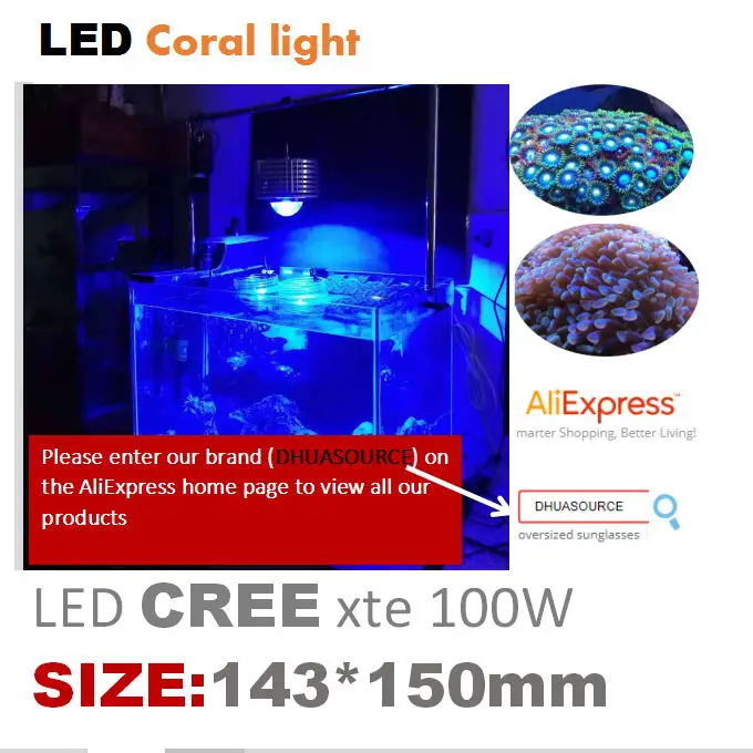100W CREE LED CORAL Grow Light for FISH TANK LIGHT vegetables Grow light Aquarium marine lamp for Coral Reefs Fish
100W CREE LED CORAL Grow Light for FISH TANK LIGHT vegetables Grow light Aquarium marine lamp for Coral Reefs Fish