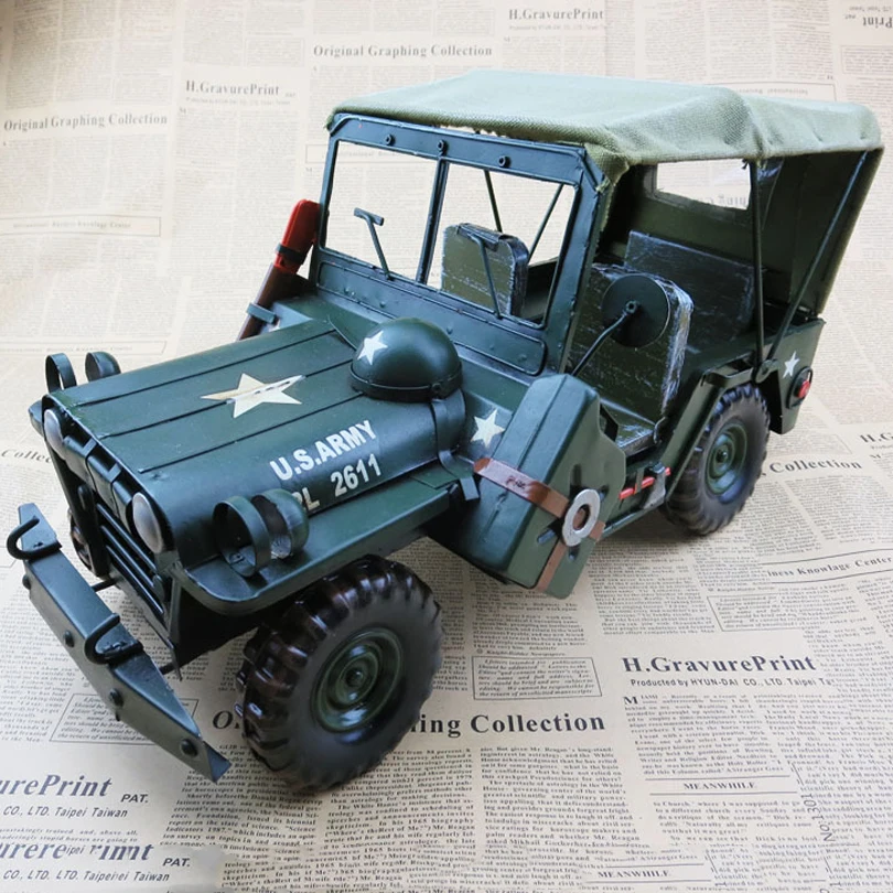 

Large classic car model military model Father's Day creative gifts antique iron pure hand home decorations furnishing articles