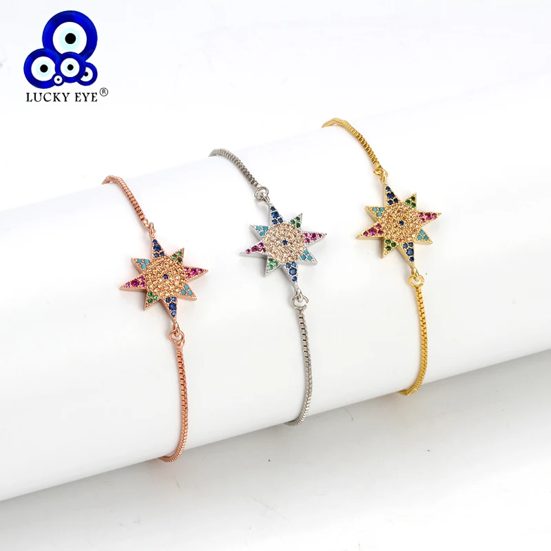 Lucky Eye Charm Bracelet Colorful Zircon Sun Pendant Bracelet Adjustable Rose Gold Silver Color Chain Jewelry for Women EY5018
Lucky Eye Charm Bracelet Colorful Zircon Sun Pendant Bracelet Adjustable Rose Gold Silver Color Chain Jewelry for Women EY5018