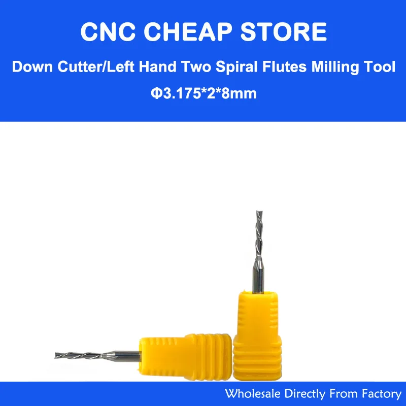 5pcs AAA Left Sprial DOWN Cut 3.175*2*8mm Two Flutes Spiral Carbide Mill Tool Cutters CNC Router Wood End Mill woodworking Bit
5pcs AAA Left Sprial DOWN Cut 3.175*2*8mm Two Flutes Spiral Carbide Mill Tool Cutters CNC Router Wood End Mill woodworking Bit
