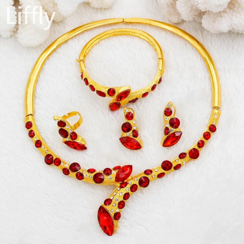 Italian New Fashion Women 24 Gold Jewelry Sets Crystal Necklace Ring Earrings for Women Luxury Wedding Party Jewelry Accessory
Italian New Fashion Women 24 Gold Jewelry Sets Crystal Necklace Ring Earrings for Women Luxury Wedding Party Jewelry Accessory