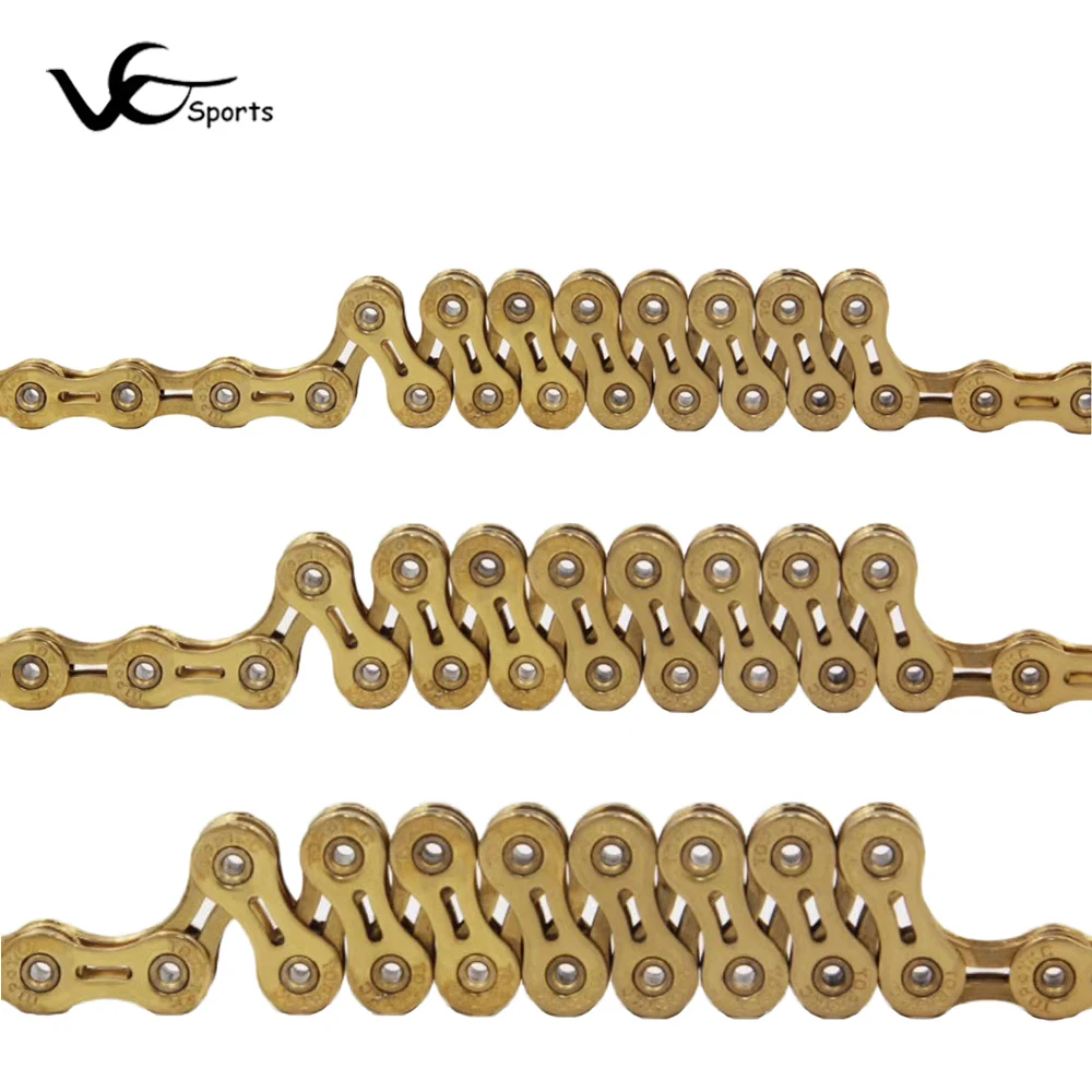 Ultralight 260g Bicycle chain 10 speed full hollow golden mountain bike chains 116 link road variable MTB bike chain VG Sports
Ultralight 260g Bicycle chain 10 speed full hollow golden mountain bike chains 116 link road variable MTB bike chain VG Sports