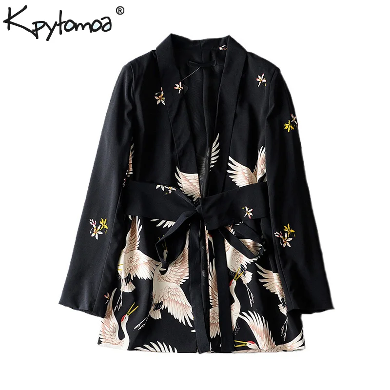 Vintage Stylish Cranes Print With Sashes Blazers Coat Women 2019 Fashion Long Sleeve Ladies Outerwear Casual Casaco Femme
Vintage Stylish Cranes Print With Sashes Blazers Coat Women 2019 Fashion Long Sleeve Ladies Outerwear Casual Casaco Femme