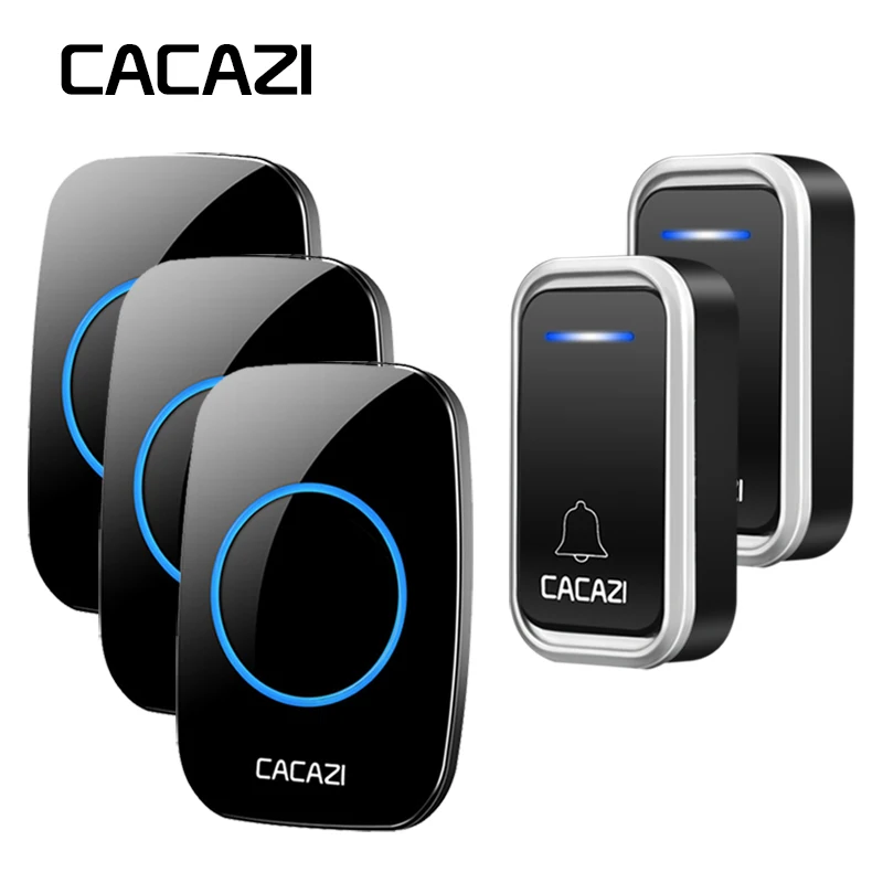 

CACAZI Waterproof Home Wireless Doorbell Smart Remote 300M LED Intelligent Battery Calling Door Bell EU Plug 38 Chime 3 Volume