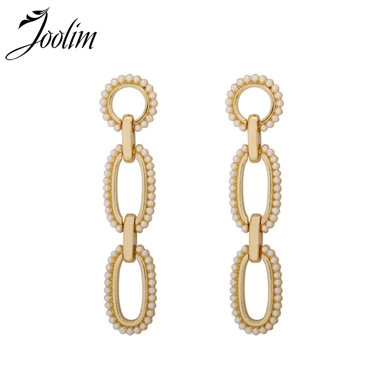 Joolim Elegant Small Pearl Pave Link Earring Elegant Earring Wholesale