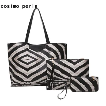 Black White Zebra Stripe Prints sac a main Women Leather Handbags Purses 3 pcs Set Female Composite Bag Fashion Designer Big Bag
Black White Zebra Stripe Prints sac a main Women Leather Handbags Purses 3 pcs Set Female Composite Bag Fashion Designer Big Bag