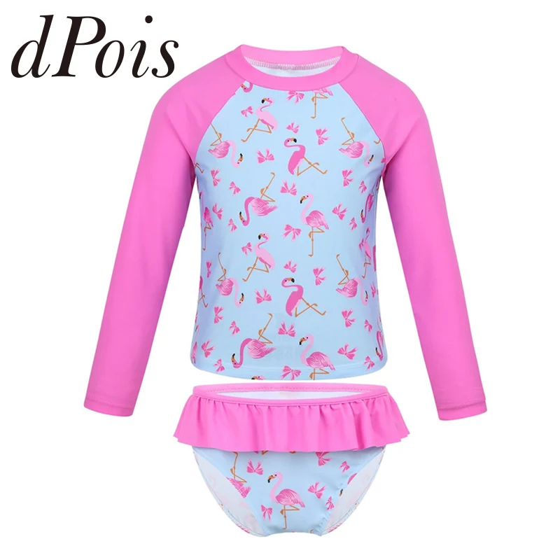 Kids Girls Tankini Swimsuit Long Sleeves Flamingo Printed Rashguard Swimwear Bathing Suit Set Tops with Ruffled Swim Bottoms
Kids Girls Tankini Swimsuit Long Sleeves Flamingo Printed Rashguard Swimwear Bathing Suit Set Tops with Ruffled Swim Bottoms