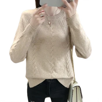 2019 New Korean Women Clothing O-Neck Long Sleeve Hollow Out Knitwear Autumn Fashion Pullover Sweaters Solid Twist Tops D604 
2019 New Korean Women Clothing O-Neck Long Sleeve Hollow Out Knitwear Autumn Fashion Pullover Sweaters Solid Twist Tops D604