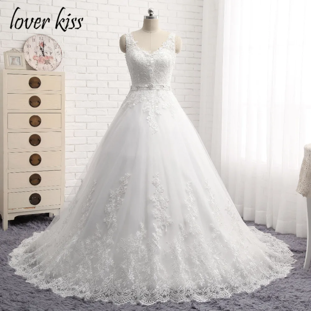 Lover Kiss Vestido De Noiva New Design A Line Lace Wedding Dress V Neck Beaded Sash Backless Sexy Vintage Gowns Wedding Dress 2 Lover Kiss Vestido De Noiva New Design A Line Lace Wedding Dress V Neck Beaded Sash Backless Sexy Vintage Gowns Wedding Dress 2