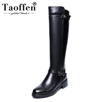 Taoffen Women Flats Boots Real Leather Women Winter Shoes Plush Fur Knee Boots Metal Buckle Fashion Ladies Shoes Size 33-43
Taoffen Women Flats Boots Real Leather Women Winter Shoes Plush Fur Knee Boots Metal Buckle Fashion Ladies Shoes Size 33-43