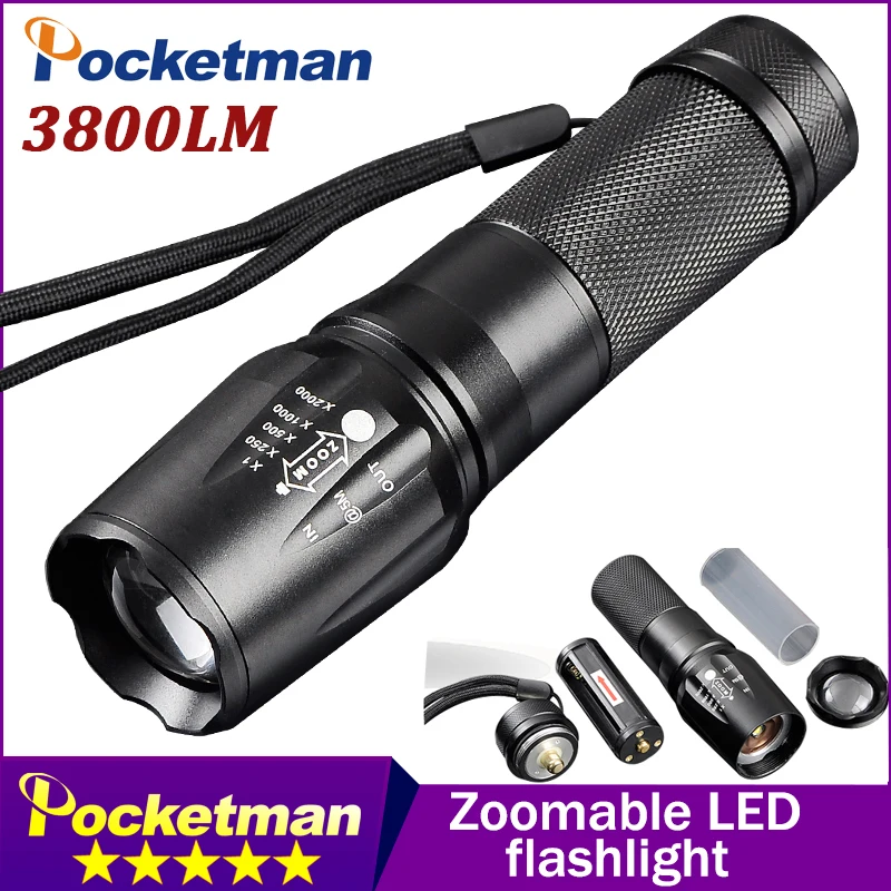 T6 3800 Lumens LED Flashlight Zoomable lanterna Torch linternas LED by 18650/AAA 5 Mode toche lampe customize Drop shipping
T6 3800 Lumens LED Flashlight Zoomable lanterna Torch linternas LED by 18650/AAA 5 Mode toche lampe customize Drop shipping