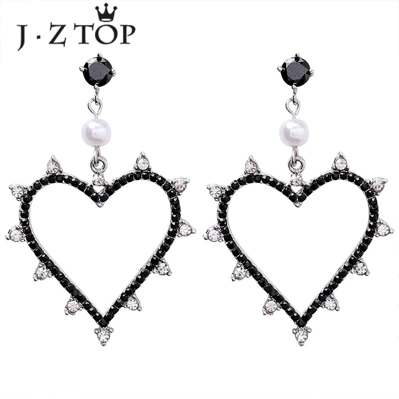 JZTOP Retro Black Crystal Heart Stud Earrings Imitation Pearl Geometric Long Earrings For Woman Fashion Oorbellen Jewelry
JZTOP Retro Black Crystal Heart Stud Earrings Imitation Pearl Geometric Long Earrings For Woman Fashion Oorbellen Jewelry
