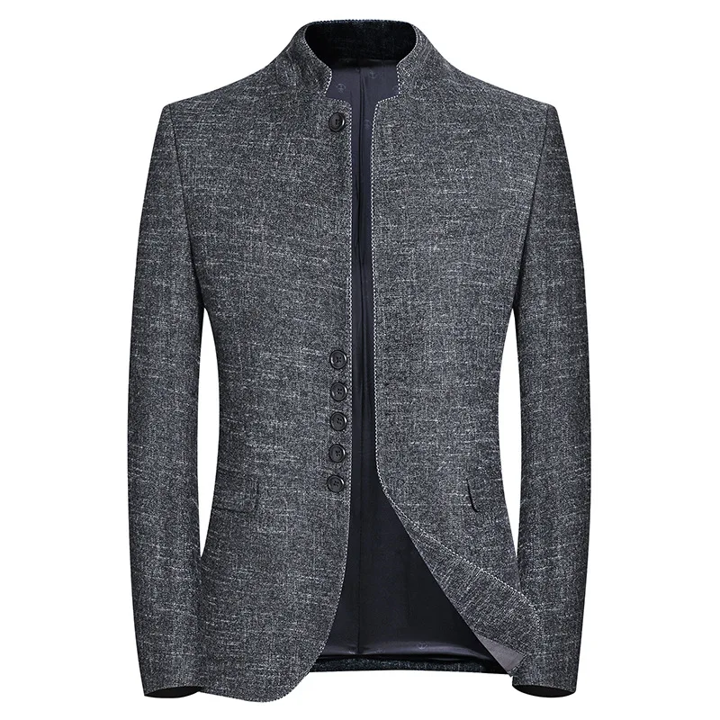Spring New Brand Blazer Men Chinese Style Business Casual Stand Collar Blazer Jacket Gray Slim Fit Suit Jackets
Spring New Brand Blazer Men Chinese Style Business Casual Stand Collar Blazer Jacket Gray Slim Fit Suit Jackets
