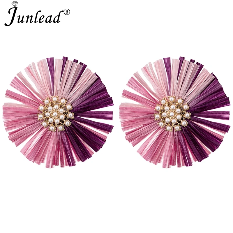 Junlead Fashion Hot Summer Design Raffia Straw earring Lafite Boho Big Round Shape Tassel Statement Earrings for Women Jewelry
Junlead Fashion Hot Summer Design Raffia Straw earring Lafite Boho Big Round Shape Tassel Statement Earrings for Women Jewelry