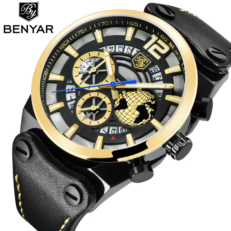 2019 NEW BENYAR Casual Fashion Chronograph Men's Watch Top Brand Luxury Leather Quartz Military Watch Clock Relogio Masculino
2019 NEW BENYAR Casual Fashion Chronograph Men's Watch Top Brand Luxury Leather Quartz Military Watch Clock Relogio Masculino