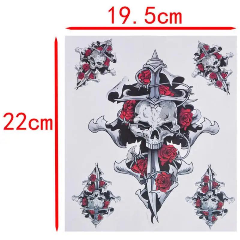 1 pcs Red Rose Skull Self-adhesive Sticker Decal for Motorcycle Motorbike Stickers