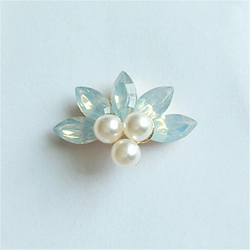 SEA MEW 30 PCS 3.1cm*2.1cm Fashion Metal Alloy Crystal Rhinestone Pearl Flowers Connectors Charm For Jewelry Making | Украшения и