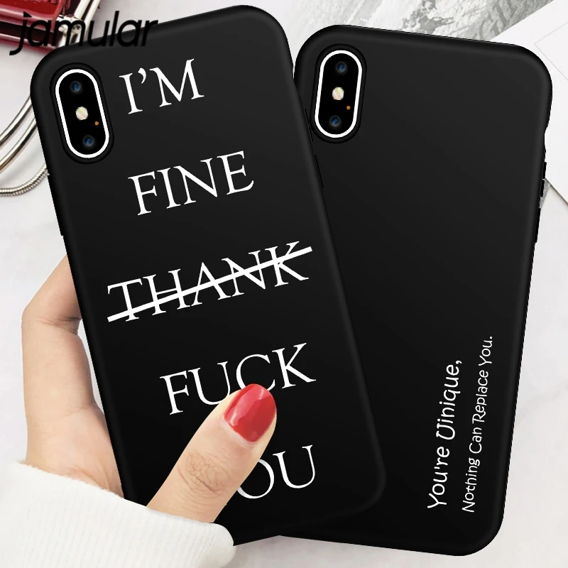 JAMULAR Funny Letter Black Phone Case For iPhone XS MAX XR 7 X 8 6 6s Plus Simple Silicone Soft Back Cover For iPhone 7 Shell
JAMULAR Funny Letter Black Phone Case For iPhone XS MAX XR 7 X 8 6 6s Plus Simple Silicone Soft Back Cover For iPhone 7 Shell