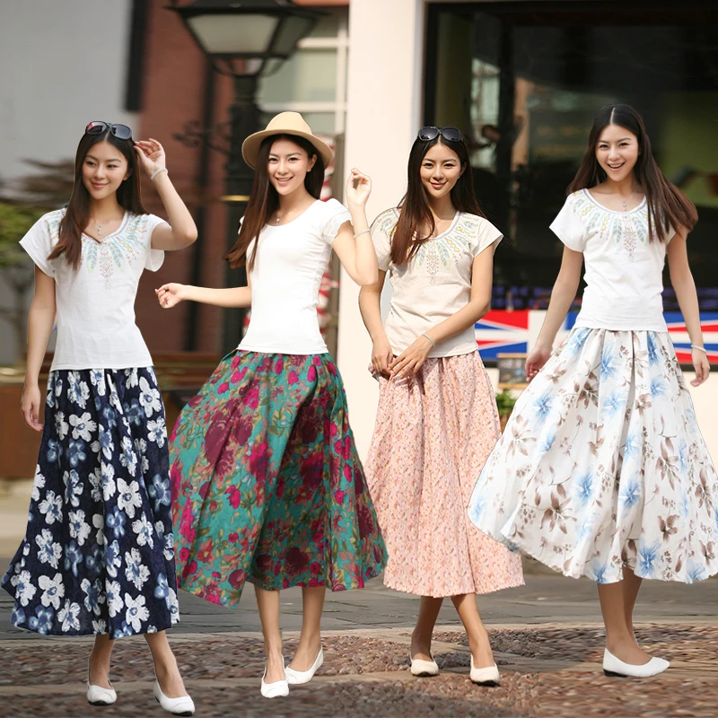 new autumn spring summer bohemian elastic high waist skirt fresh fashion cotton linen skirt expansion bust long skirts women
new autumn spring summer bohemian elastic high waist skirt fresh fashion cotton linen skirt expansion bust long skirts women