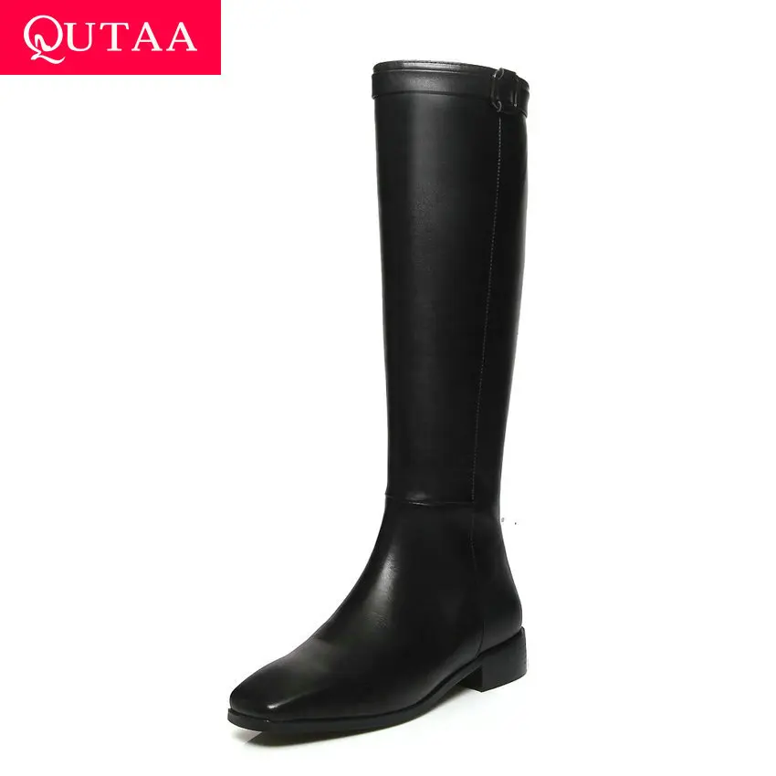 QUTAA 2020 Women Cow Leather Knee High Boots All Match Square Low Heel Shoes Square Toe Winter Concise Long Boots Size 34-43
QUTAA 2020 Women Cow Leather Knee High Boots All Match Square Low Heel Shoes Square Toe Winter Concise Long Boots Size 34-43