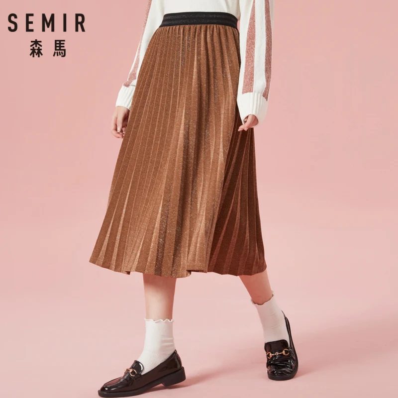 SEMIR Women Pleated Velvet Skirt in High Waist Women's Pleated Glittery Skirt with Elastic Wasitband in Chic Style for Winter
SEMIR Women Pleated Velvet Skirt in High Waist Women's Pleated Glittery Skirt with Elastic Wasitband in Chic Style for Winter