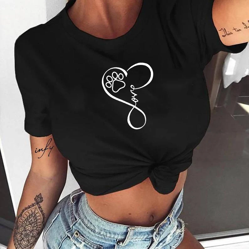 Cute Dog Paw Unique Classical Letter Font Love Printed Short Sleeve T-shirts Round Neck Summer Tops Women Funny Graphic Tee
Cute Dog Paw Unique Classical Letter Font Love Printed Short Sleeve T-shirts Round Neck Summer Tops Women Funny Graphic Tee