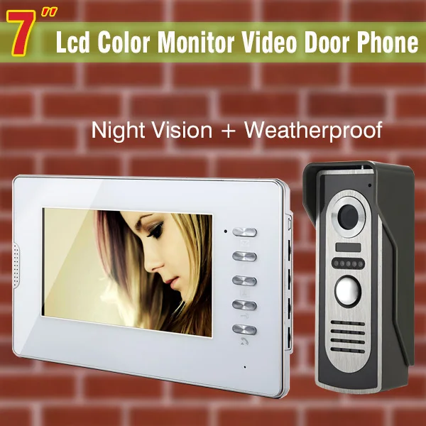 

7`` TFT Color Monitor Video Door Phone Intercom Doorbell System IR Camera Doorphone Kit Speakerphone Intercom Waterproof 1V1