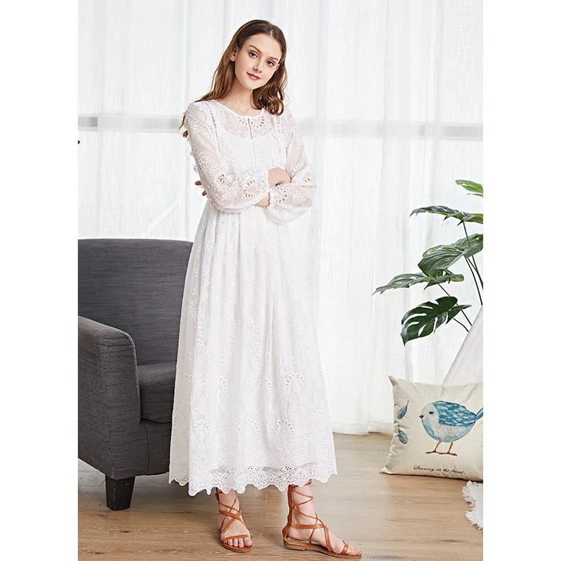 LYNETTE'S CHINOISERIE Spring Autumn Women Loose High Waist Ruffle White Lace Embroidery Dresses
LYNETTE'S CHINOISERIE Spring Autumn Women Loose High Waist Ruffle White Lace Embroidery Dresses
