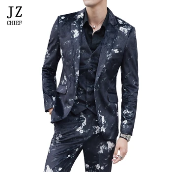 JZ CHIEF Men Printed Floral Suit Set 3 Piece Flower Wedding Suits Velvet Blazrt Jacket Slim Fit Prom Patry Groom Suit Vest Pants
JZ CHIEF Men Printed Floral Suit Set 3 Piece Flower Wedding Suits Velvet Blazrt Jacket Slim Fit Prom Patry Groom Suit Vest Pants