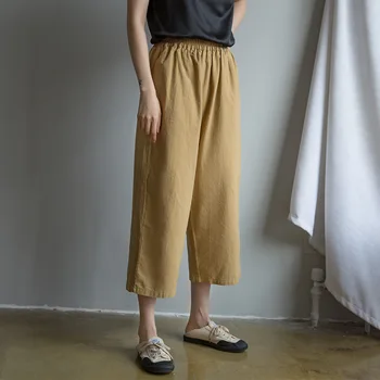 Johnature New Solid Color Cotton Linen Wide Leg Pants Loose New Elastic Waist 2020 Summer Vintage Women Calf-length Pants
Johnature New Solid Color Cotton Linen Wide Leg Pants Loose New Elastic Waist 2020 Summer Vintage Women Calf-length Pants
