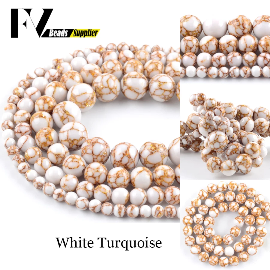 Natural Gold Banded White Turquoises Shell Stone Spacer Loose Beads for Jewelry Making 4mm-10mm Beads diy Handicraft Accessories
Natural Gold Banded White Turquoises Shell Stone Spacer Loose Beads for Jewelry Making 4mm-10mm Beads diy Handicraft Accessories