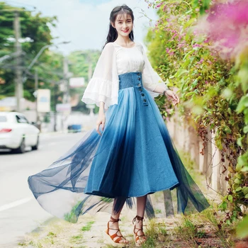 Mesh Patch Denim Skirt Spring Fall Women Long Skirts 2019 New Retro High Waist Splice Involute Gauze Cowboy Skirt Vestidos Lady
Mesh Patch Denim Skirt Spring Fall Women Long Skirts 2019 New Retro High Waist Splice Involute Gauze Cowboy Skirt Vestidos Lady