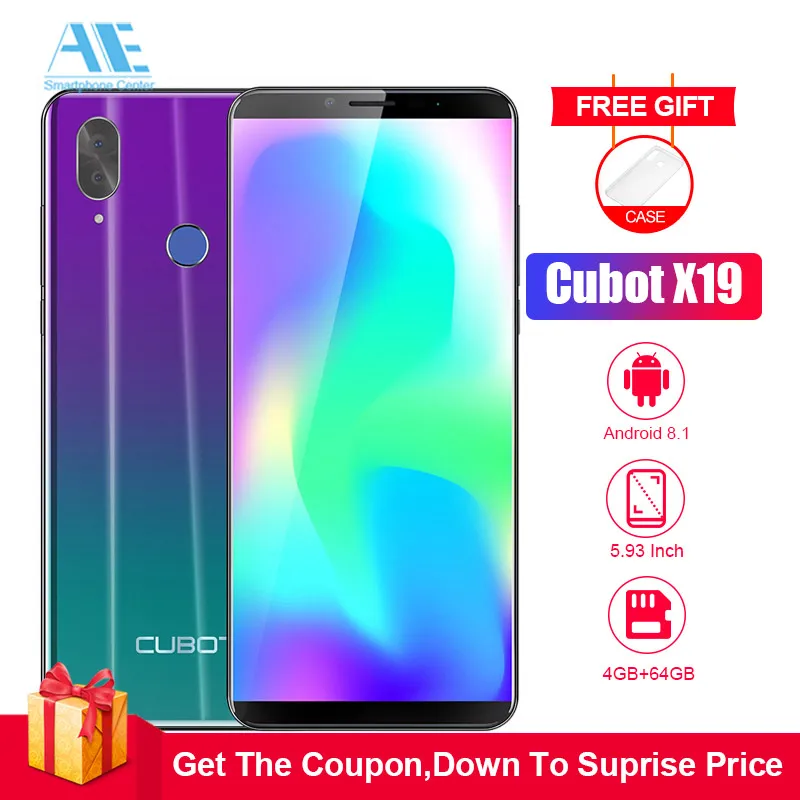 

Cubot X19 5.93 Inch Android 8.1 Helio P23 Octa Core mobile phone 4000mAh 4GB RAM 64GB ROM Smartphone 16.0MP 4G LTE cell phone
