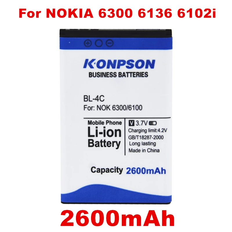 BL-4C BL 4C 2600mAh Mobile Phone Battery For Nokia 6300 6136 6102i 6170 6260 1202 1265 1325 1506 1508 1661 1706 2220s Battery
BL-4C BL 4C 2600mAh Mobile Phone Battery For Nokia 6300 6136 6102i 6170 6260 1202 1265 1325 1506 1508 1661 1706 2220s Battery