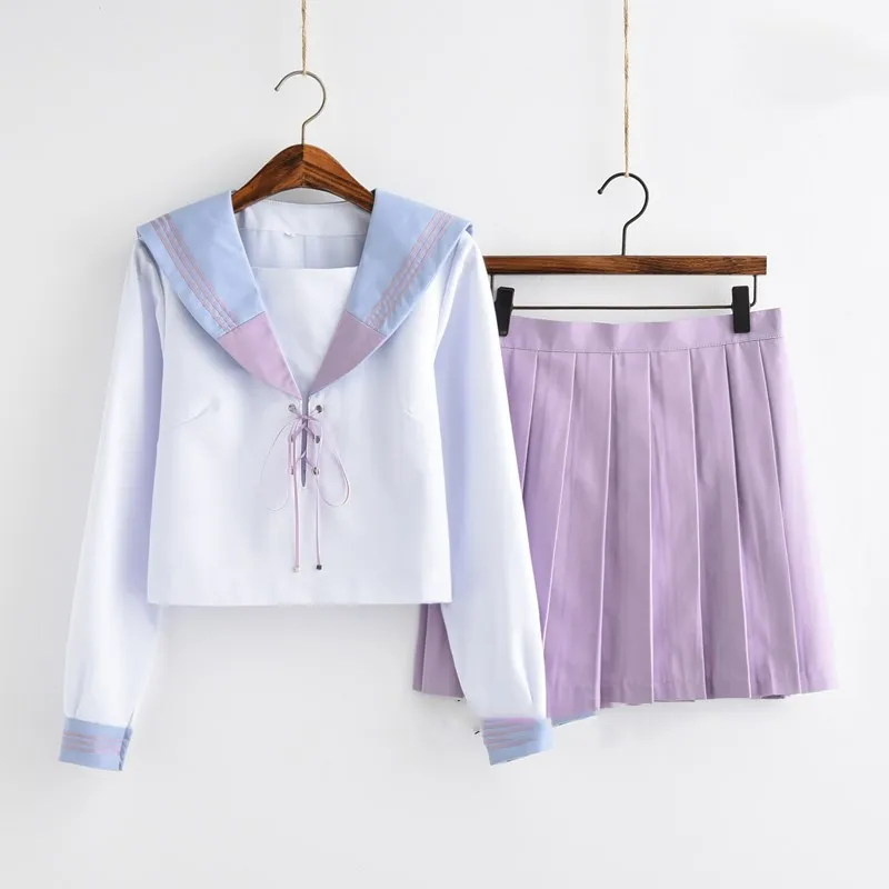 Orthodox School Jk uniform Fragrant purple Patchwork Sweet college wind Long-sleeved shirt Sailor suit Harajuku Pleated skirt
Orthodox School Jk uniform Fragrant purple Patchwork Sweet college wind Long-sleeved shirt Sailor suit Harajuku Pleated skirt