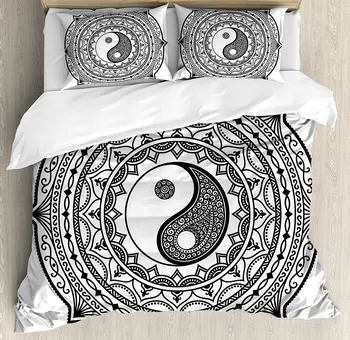Ying Yang Duvet Cover Set Circle Mandala Pattern with Yin Yang Sign Made with Paisley Motif Karma Cosmos Bedding Set Black White
Ying Yang Duvet Cover Set Circle Mandala Pattern with Yin Yang Sign Made with Paisley Motif Karma Cosmos Bedding Set Black White