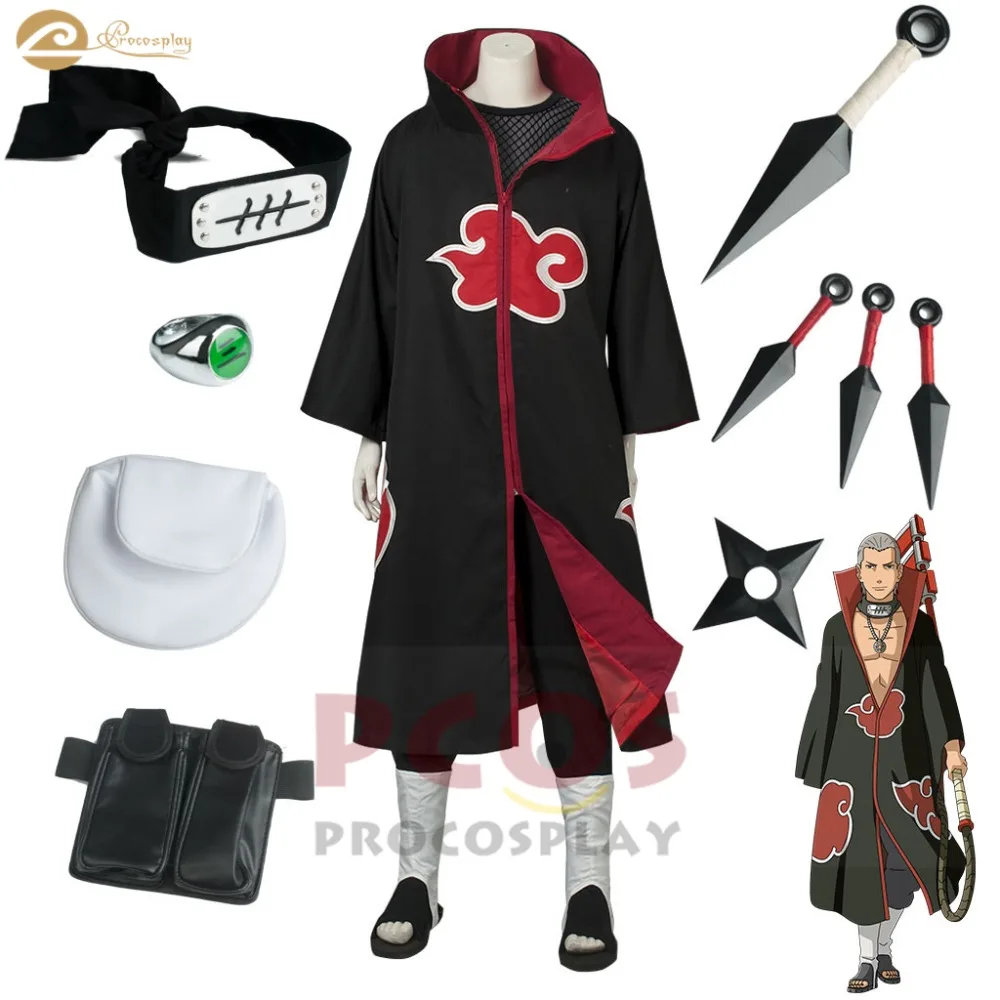Наруто Shippuden лучший комплект ~ костюм Акацуки зомби комбо Хидан Косплей Костюм Curse