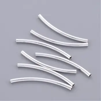 Brass Curved Tube Beads, Silver-Color about 2mm in diameter, 30mm long, hole: 1.5mm
Brass Curved Tube Beads, Silver-Color about 2mm in diameter, 30mm long, hole: 1.5mm