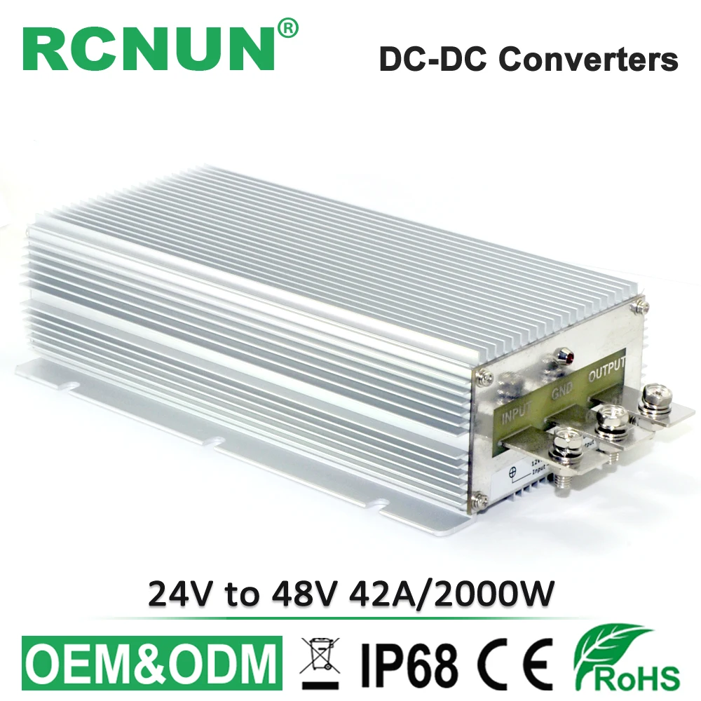 High Power DC DC Converter 24V to 48V 42A 2000W Boost Converter RCNUN Waterproof Step-up Voltage Regulator Car Power Supply
High Power DC DC Converter 24V to 48V 42A 2000W Boost Converter RCNUN Waterproof Step-up Voltage Regulator Car Power Supply
