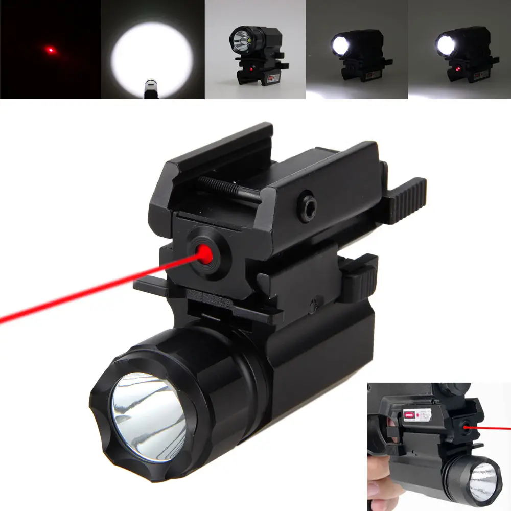 Tactical 2in1 Combo LED Flashlight+Red Laser Sight 20mm Rail Mount for Hunting Airgun Pistol Glock Gun
Tactical 2in1 Combo LED Flashlight+Red Laser Sight 20mm Rail Mount for Hunting Airgun Pistol Glock Gun