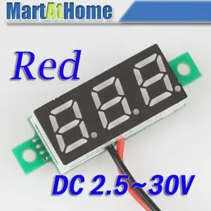 

Argedo Free Shipping 2PCS/lot High-precision Digital Voltmeter Volt Panel Meter DC 2.5~30V 2-wires Red #BV186 @CF
