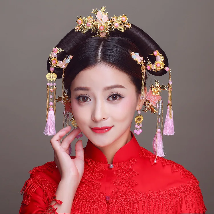 Chinese bride's antique headdress Chinese national stream comb hair pins sets hair jewelry wedding hair accessories
Chinese bride's antique headdress Chinese national stream comb hair pins sets hair jewelry wedding hair accessories