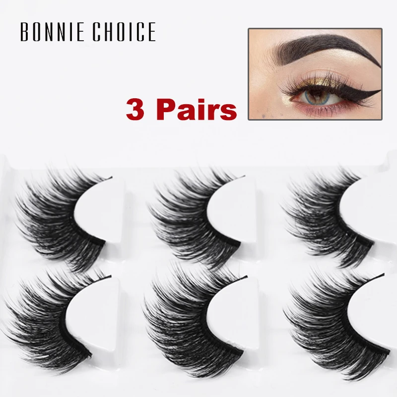 BONNIE CHOICE 3 Pairs False Eyelashes 3D Mink Eye Lashes Thick Handmade Natural Long Voluminous Makeup Extension Lash 3D1-2
BONNIE CHOICE 3 Pairs False Eyelashes 3D Mink Eye Lashes Thick Handmade Natural Long Voluminous Makeup Extension Lash 3D1-2